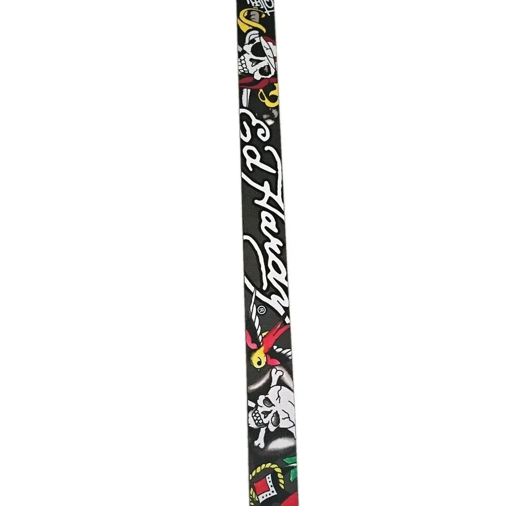 Ed Hardy Men's Size 38 Reversible Belt Grey Black Tattoo Graphics Mermaid NWT